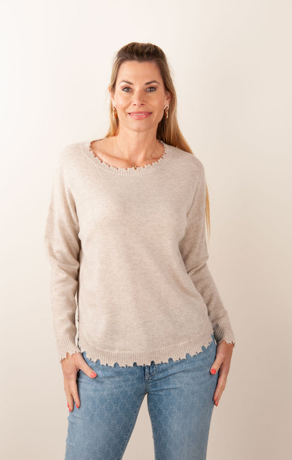 Kaschmir Pullover Melange Beige