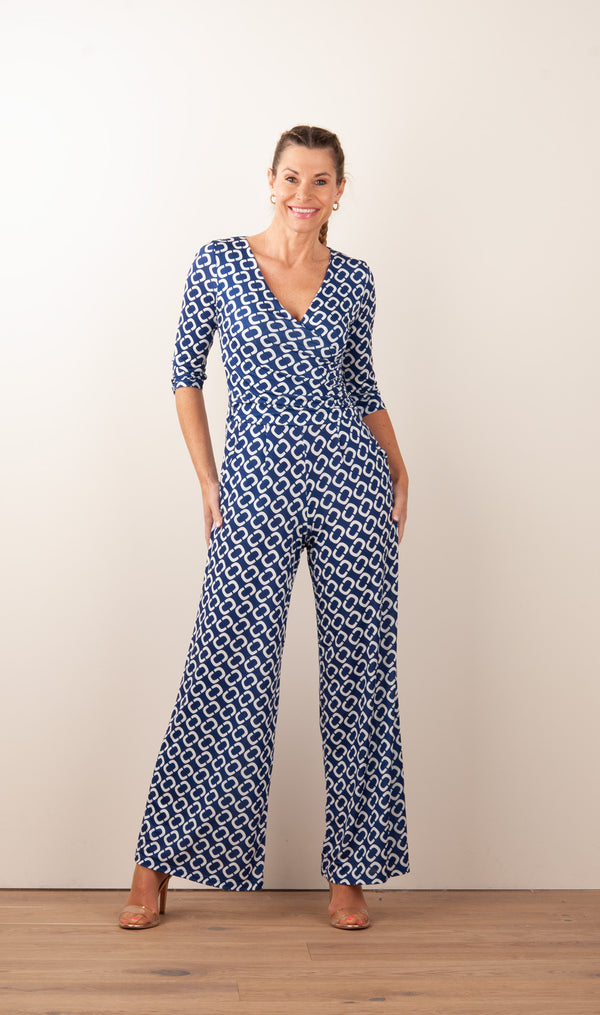 Jump Suit Blau | Weiß