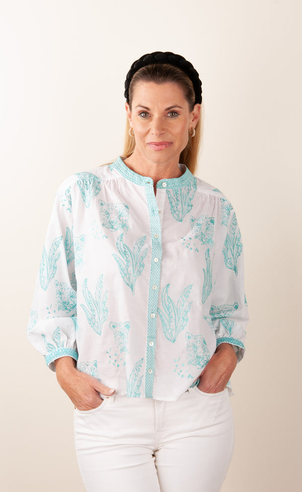 Blusenshirt Weiß | mint