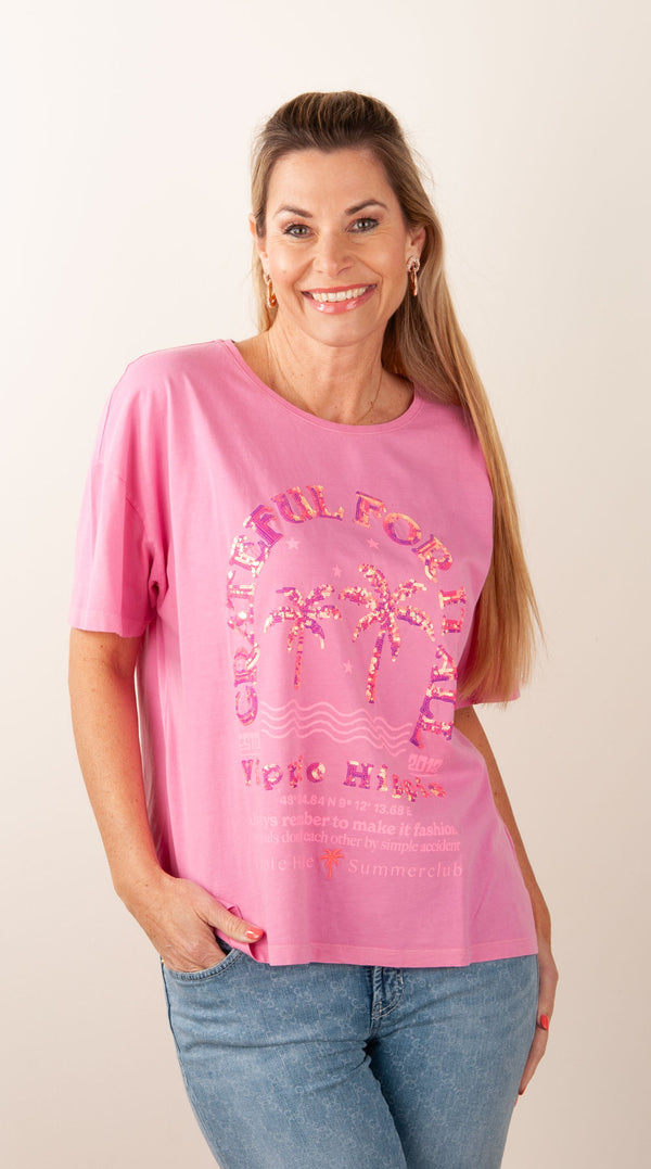 T-Shirt „Pailletten“ Pink